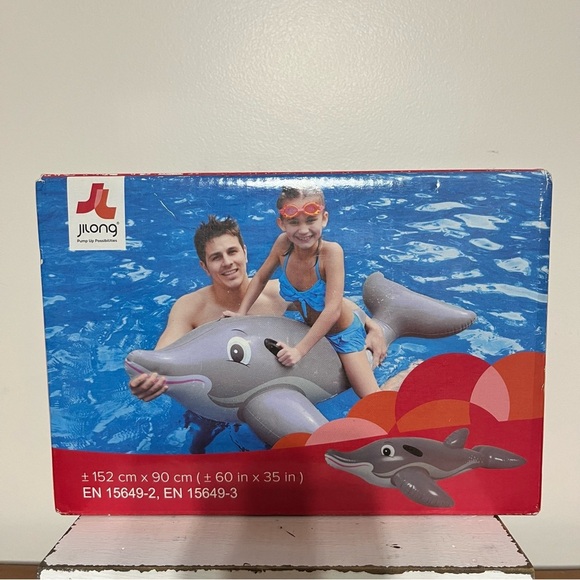 JILONG Dolphin Rider Inflatable  60" x 35" Swim Pool Toy Raft Beach NEW - Picture 1 of 5
